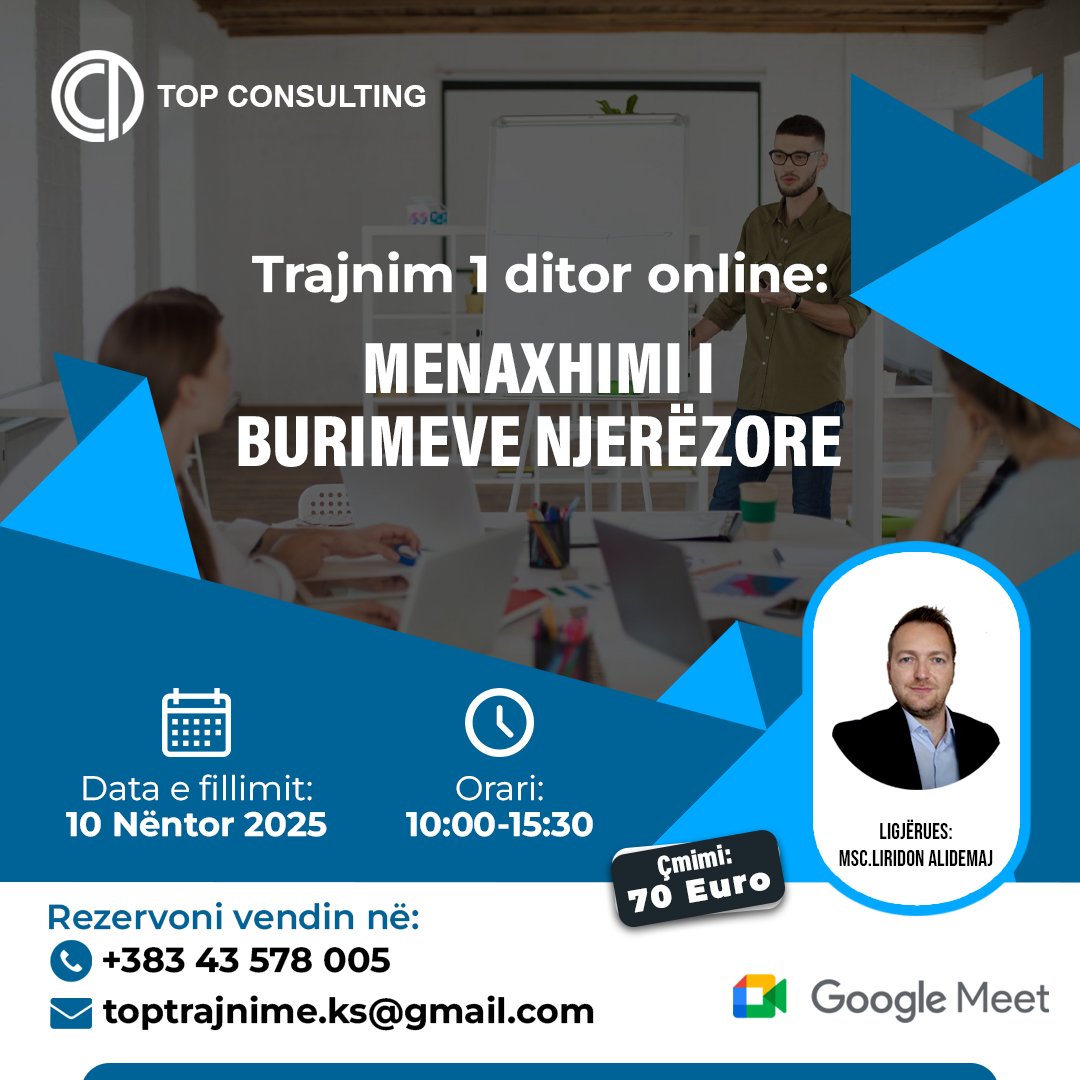 Trajnim 1 ditor Online: MENAXHIMI I BURIMEVE NJERËZORE